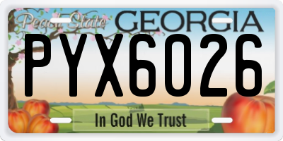GA license plate PYX6026