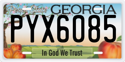 GA license plate PYX6085
