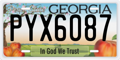 GA license plate PYX6087