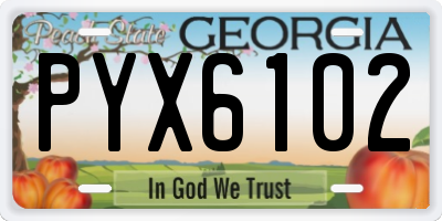 GA license plate PYX6102