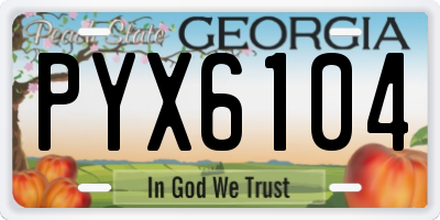 GA license plate PYX6104