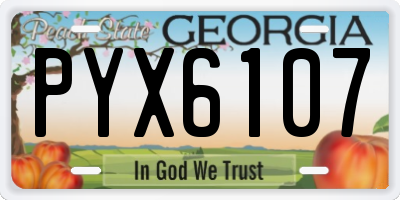 GA license plate PYX6107