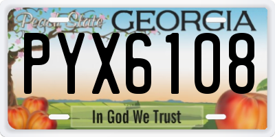 GA license plate PYX6108