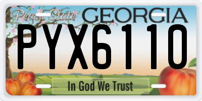 GA license plate PYX6110