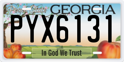 GA license plate PYX6131