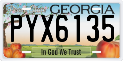 GA license plate PYX6135