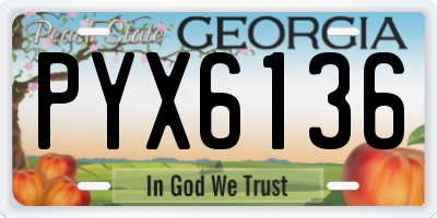 GA license plate PYX6136
