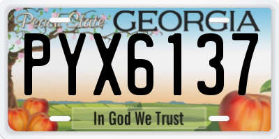 GA license plate PYX6137
