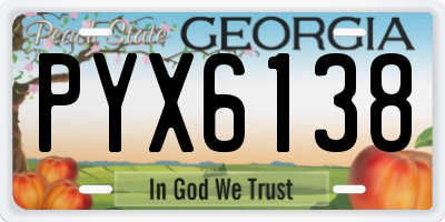 GA license plate PYX6138