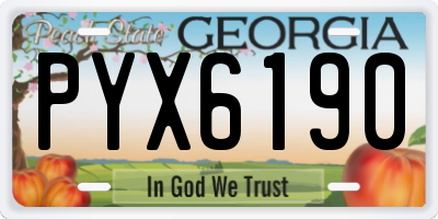 GA license plate PYX6190