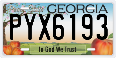 GA license plate PYX6193