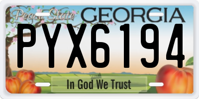 GA license plate PYX6194