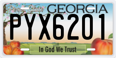 GA license plate PYX6201