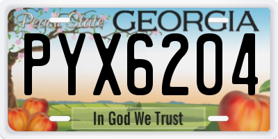 GA license plate PYX6204
