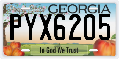 GA license plate PYX6205