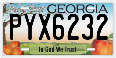 GA license plate PYX6232