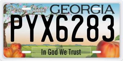 GA license plate PYX6283