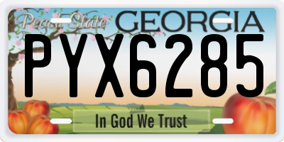 GA license plate PYX6285