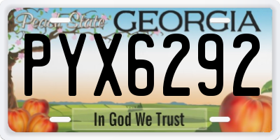 GA license plate PYX6292