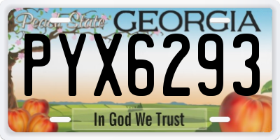 GA license plate PYX6293