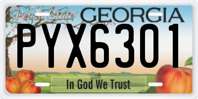 GA license plate PYX6301