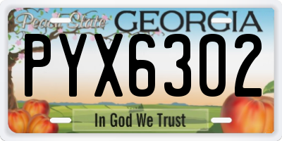GA license plate PYX6302