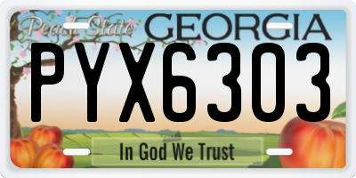 GA license plate PYX6303