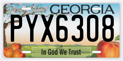 GA license plate PYX6308