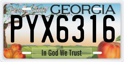 GA license plate PYX6316