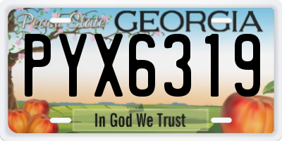 GA license plate PYX6319