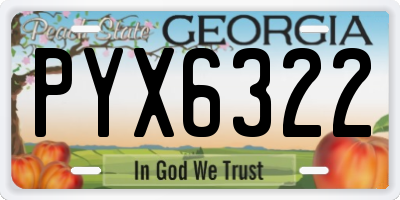 GA license plate PYX6322