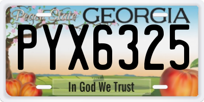 GA license plate PYX6325