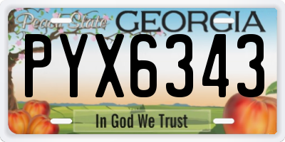 GA license plate PYX6343
