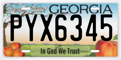 GA license plate PYX6345