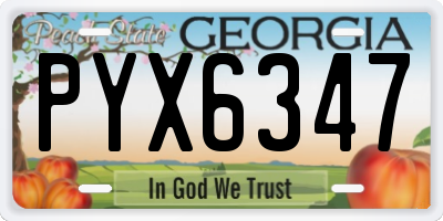 GA license plate PYX6347
