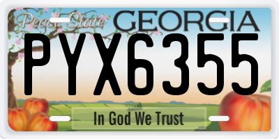 GA license plate PYX6355