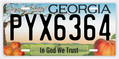 GA license plate PYX6364
