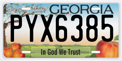 GA license plate PYX6385