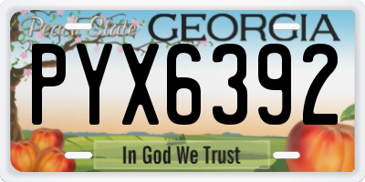 GA license plate PYX6392