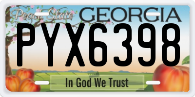 GA license plate PYX6398