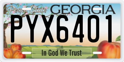 GA license plate PYX6401
