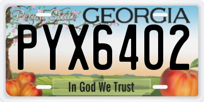 GA license plate PYX6402