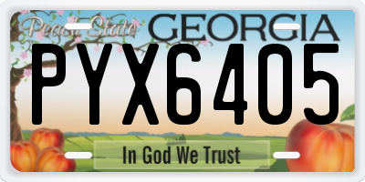 GA license plate PYX6405