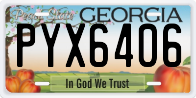 GA license plate PYX6406