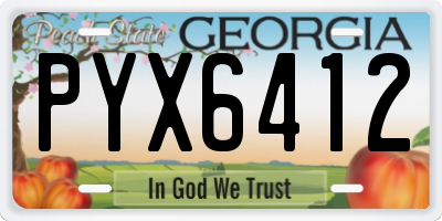 GA license plate PYX6412
