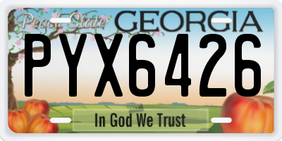 GA license plate PYX6426