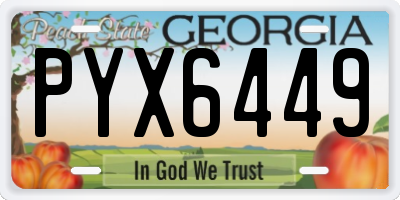 GA license plate PYX6449