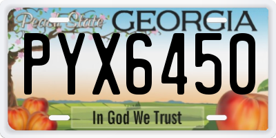 GA license plate PYX6450