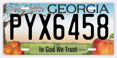 GA license plate PYX6458