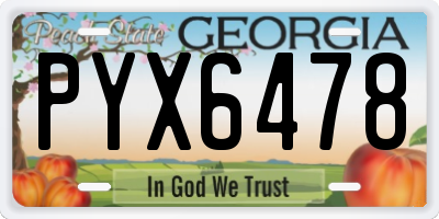 GA license plate PYX6478